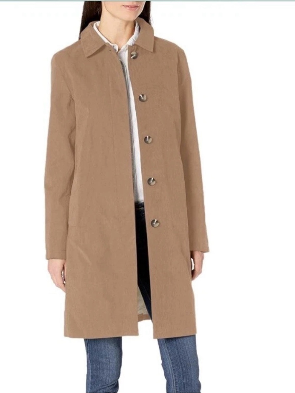 Amazon Essentials Tan Beige Taupe Single-Breasted Trench Coat Jacket Size S